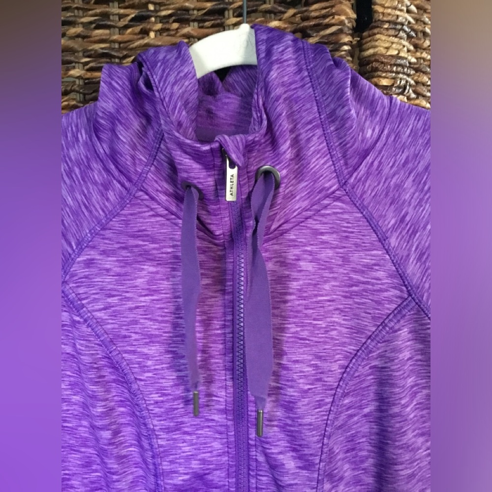 ATHLETA WOMEN’S STRENGTH HOODIE 2 FULL ZIP PURPLE AMETHYST SPACE DYE SIZE XL - Picture 3 of 15